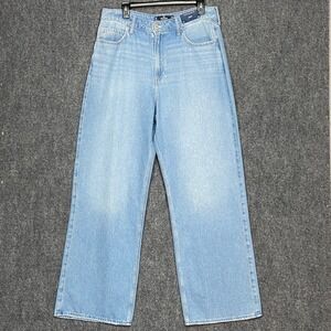 Hollister Ultra High Rise Baggy Jeans Women's Size 14R W32R Light Wash Denim NWT
